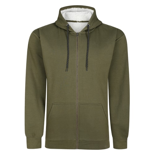 Bigdude Sherpa Lined Zip Hoody Dark Khaki
